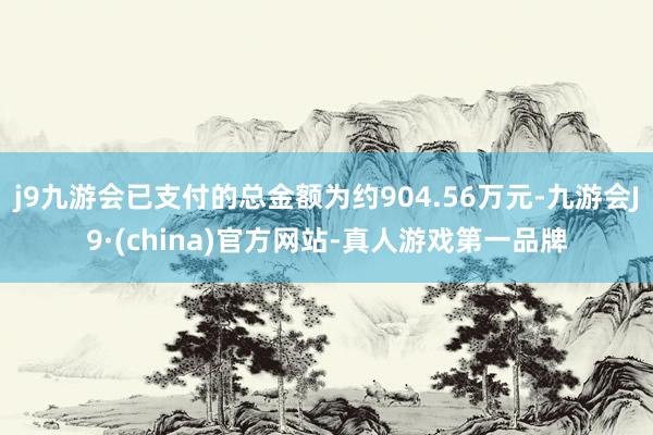 j9九游会已支付的总金额为约904.56万元-九游会J9·(china)官方网站-真人游戏第一品牌