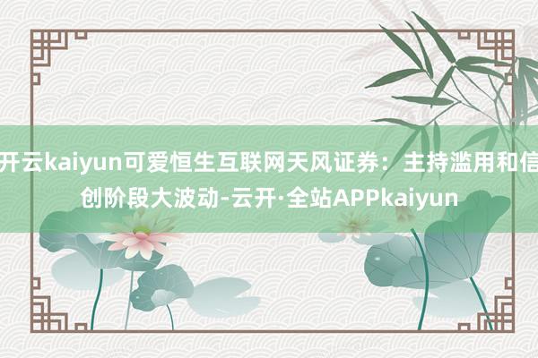 开云kaiyun可爱恒生互联网天风证券：主持滥用和信创阶段大波动-云开·全站APPkaiyun