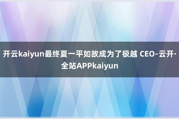 开云kaiyun最终夏一平如故成为了极越 CEO-云开·全站APPkaiyun